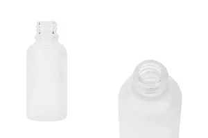 Γυάλινο μπουκαλάκι για αιθέρια έλαια 30 ml διάφανο αμμοβολής με στόμιο PP18