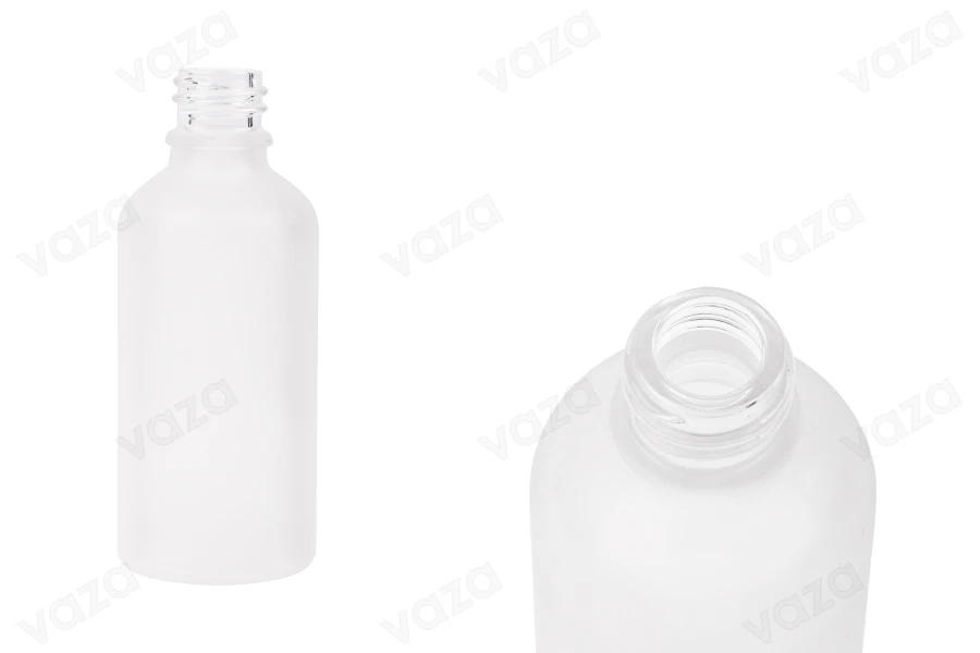 Γυάλινο μπουκαλάκι για αιθέρια έλαια 50 ml διάφανο αμμοβολής με στόμιο PP18 Γυάλινο μπουκαλάκι για αιθέρια έλαια 50 ml διάφανο αμμοβολής με στόμιο PP18-εικόνα_προϊοντική