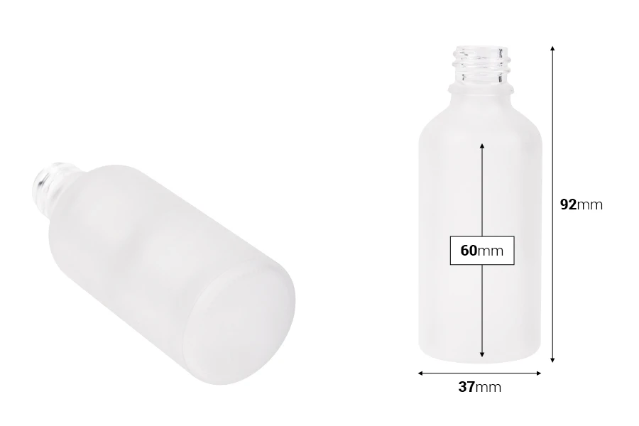 Γυάλινο μπουκαλάκι για αιθέρια έλαια 50 ml διάφανο αμμοβολής με στόμιο PP18 Γυάλινο μπουκαλάκι για αιθέρια έλαια 50 ml διάφανο αμμοβολής με στόμιο PP18