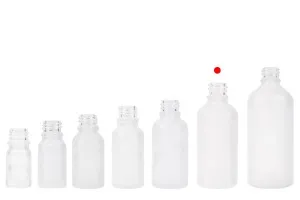 Γυάλινο μπουκαλάκι για αιθέρια έλαια 50 ml διάφανο αμμοβολής με στόμιο PP18-5