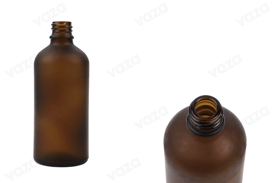 Γυάλινο μπουκαλάκι για αιθέρια έλαια 100 ml καραμελέ αμμοβολής με στόμιο PP18 Γυάλινο μπουκαλάκι για αιθέρια έλαια 100 ml καραμελέ αμμοβολής με στόμιο PP18-εικόνα_προϊοντική