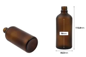 Γυάλινο μπουκαλάκι για αιθέρια έλαια 100 ml καραμελέ αμμοβολής με στόμιο PP18-2