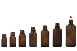 Γυάλινο μπουκαλάκι για αιθέρια έλαια 100 ml καραμελέ αμμοβολής με στόμιο PP18-6
