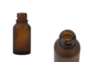 Γυάλινο μπουκαλάκι για αιθέρια έλαια 15 ml καραμελέ αμμοβολής με στόμιο PP 18