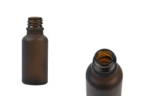 Γυάλινο μπουκαλάκι για αιθέρια έλαια 20 ml καραμελέ αμμοβολής με στόμιο PP 18 Γυάλινο μπουκαλάκι για αιθέρια έλαια 20 ml καραμελέ αμμοβολής με στόμιο PP 18