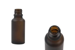Γυάλινο μπουκαλάκι για αιθέρια έλαια 20 ml  καραμελέ αμμοβολής με στόμιο PP 18