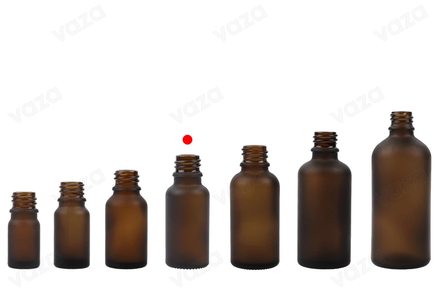 Γυάλινο μπουκαλάκι για αιθέρια έλαια 20 ml  καραμελέ αμμοβολής με στόμιο PP 18-εικόνα_σύνθεση