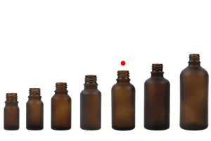 Γυάλινο μπουκαλάκι για αιθέρια έλαια 30 ml καραμελέ αμμοβολής με στόμιο PP18-6