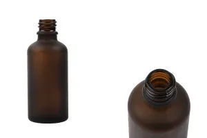 Γυάλινο μπουκαλάκι για αιθέρια έλαια 50 ml καραμελέ αμμοβολής με στόμιο PP18