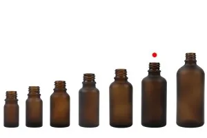 Γυάλινο μπουκαλάκι για αιθέρια έλαια 50 ml καραμελέ αμμοβολής με στόμιο PP18-6
