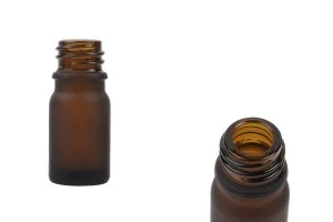 Γυάλινο μπουκαλάκι για αιθέρια έλαια 5 ml καραμελέ αμμοβολής με στόμιο PP 18