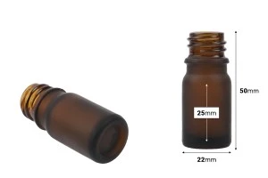Γυάλινο μπουκαλάκι για αιθέρια έλαια 5 ml καραμελέ αμμοβολής με στόμιο PP 18-2