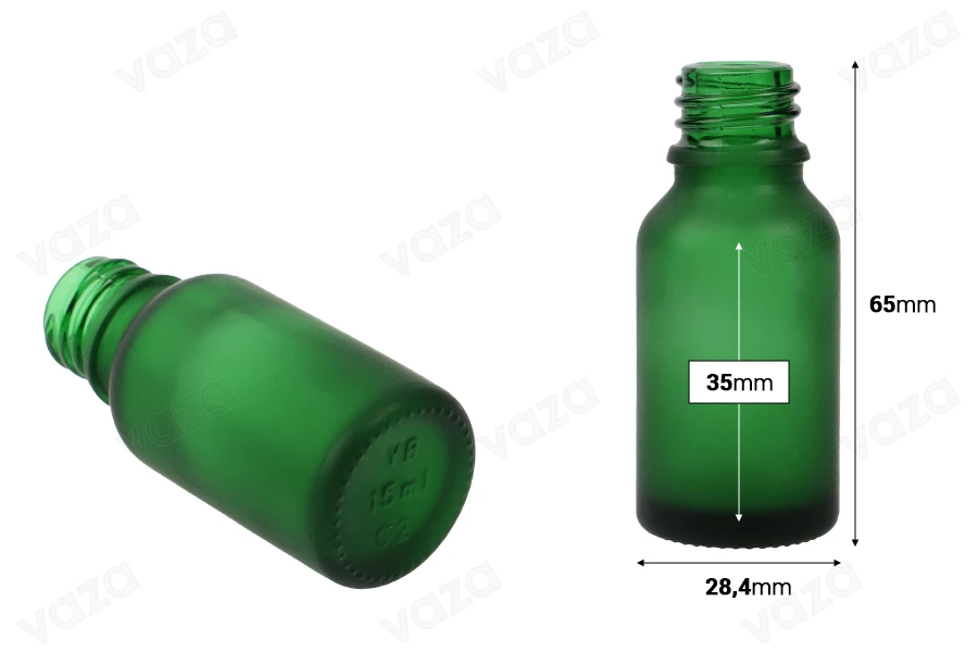 Glasflasche für ätherische Öle 15ml grünes Sandstrahlen mit PP18-Düse Glasflasche für ätherische Öle 15ml grünes Sandstrahlen mit PP18-Düse-bildabmessungen