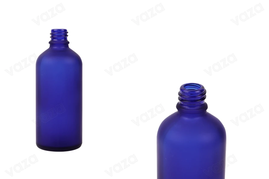 Γυάλινο μπουκαλάκι για αιθέρια έλαια 100 ml μπλε αμμοβολής με στόμιο PP18 Γυάλινο μπουκαλάκι για αιθέρια έλαια 100 ml μπλε αμμοβολής με στόμιο PP18-εικόνα_προϊοντική