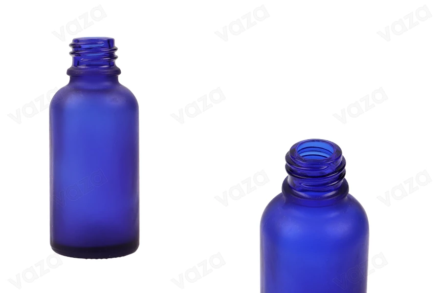 Γυάλινο μπουκαλάκι για αιθέρια έλαια 30 ml μπλε αμμοβολής με στόμιο PP18 Γυάλινο μπουκαλάκι για αιθέρια έλαια 30 ml μπλε αμμοβολής με στόμιο PP18-εικόνα_προϊοντική