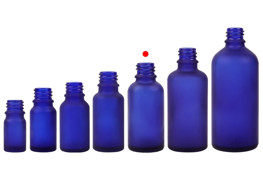 30ml blue frosted glass bottle with PP18 finish for essential oils 30ml blue frosted glass bottle with PP18 finish for essential oils