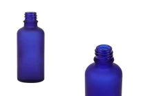 Γυάλινο μπουκαλάκι για αιθέρια έλαια 50 ml μπλε αμμοβολής με στόμιο PP18 Γυάλινο μπουκαλάκι για αιθέρια έλαια 50 ml μπλε αμμοβολής με στόμιο PP18