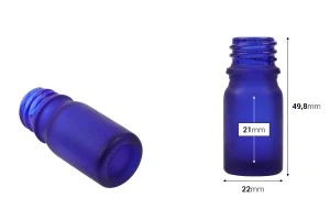 Γυάλινο μπουκαλάκι για αιθέρια έλαια 5 ml μπλε αμμοβολής με στόμιο PP18-2