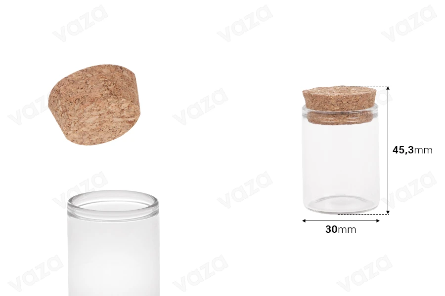 Glasdose mit Naturkork - 12 Stück Glasdose mit Naturkork - 12 Stück-bildabmessungen