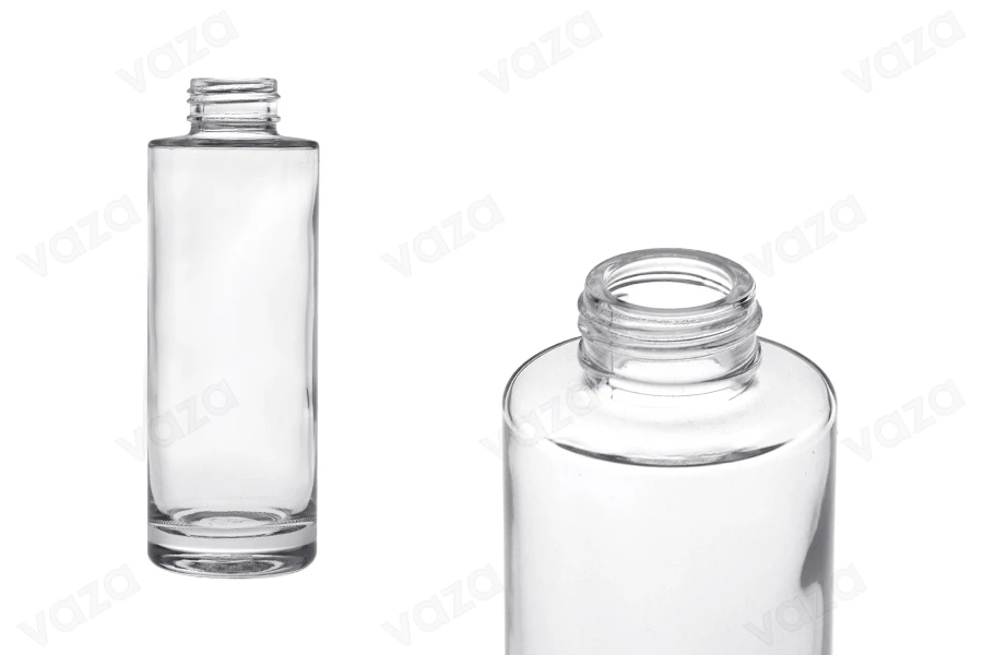 Bottiglia in vetro trasparente da 100ml con beccuccio PP 24, adatta per olio di mandorle Bottiglia in vetro trasparente da 100ml con beccuccio PP 24, adatta per olio di mandorle-immagine_prodotto