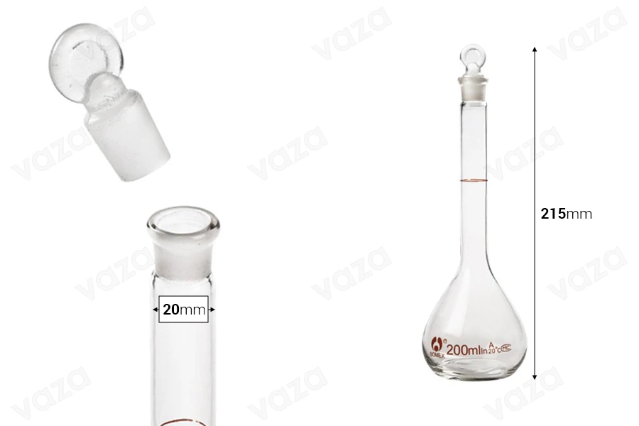 Flacone graduato in vetro da 200 ml con tappo in vetro-εικόνα_διαστάσεις
