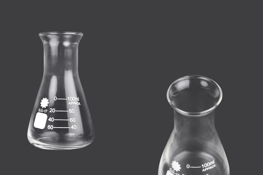 Γυάλινη κωνική φιάλη (Erlenmeyer) 100 ml με ενδείξεις ογκομέτρησης