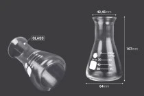 Γυάλινη κωνική φιάλη (Erlenmeyer) 100 ml με ενδείξεις ογκομέτρησης