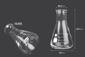 Beuta conica di vetro (Erlenmeyer) da 150 ml con indicazioni di volumetria-2