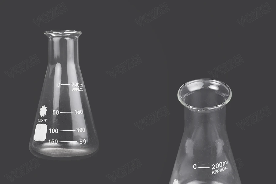 Γυάλινη κωνική φιάλη (Erlenmeyer) 200 ml με ενδείξεις ογκομέτρησης-εικόνα_προϊοντική