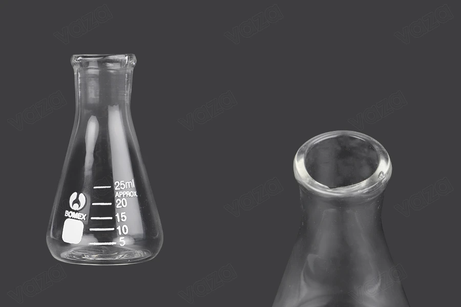 Γυάλινη κωνική φιάλη (Erlenmeyer) 25 ml με ενδείξεις ογκομέτρησης-εικόνα_προϊοντική