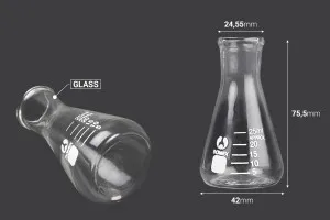 Beuta conica di vetro (Erlenmeyer) da 25 ml con indicazioni di volumetria-2