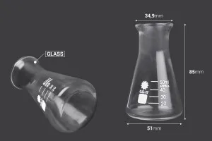 Beuta conica di vetro (Erlenmeyer) da 50 ml con indicazioni di volumetria-2