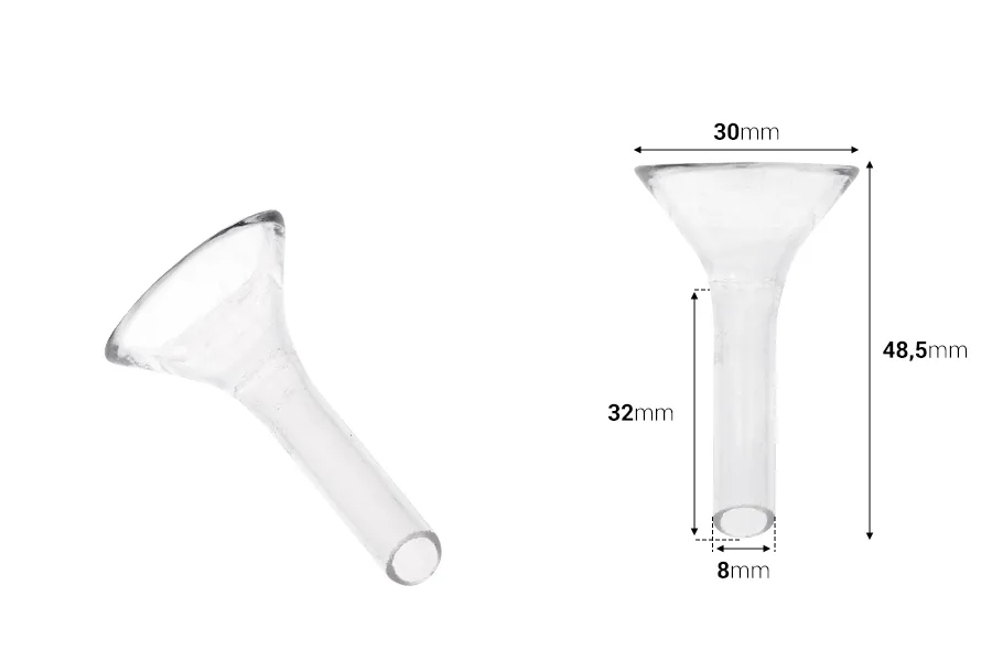 Χωνί γυάλινο - διάμετρος 30 mm (απόληξη 8 mm) Χωνί γυάλινο - διάμετρος 30 mm (απόληξη 8 mm)