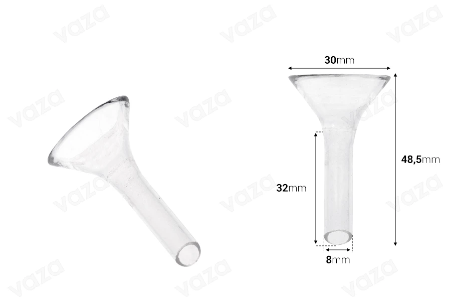 Χωνί γυάλινο - διάμετρος 30 mm (απόληξη 8 mm)-εικόνα_διαστάσεις