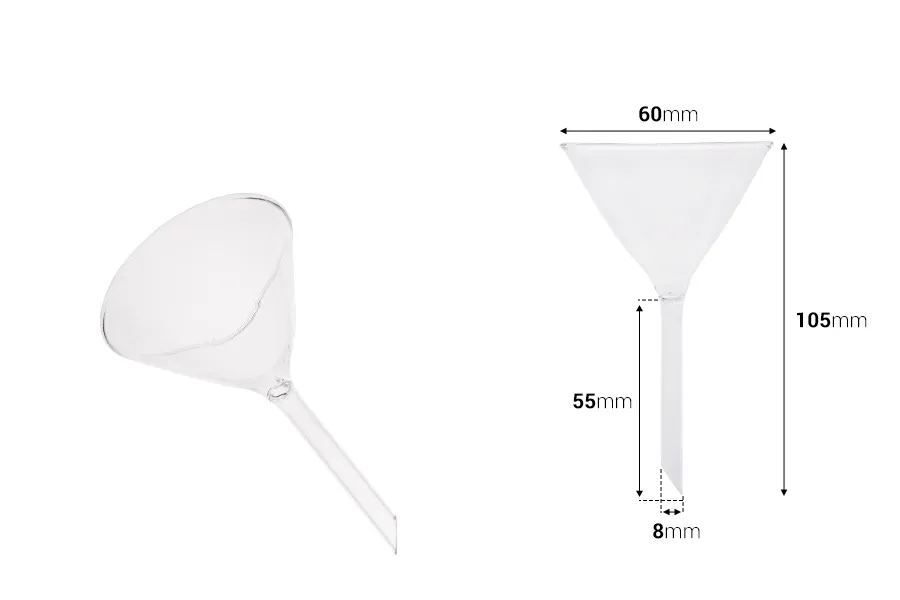 Γυάλινο χωνί - διάμετρος 60 mm (απόληξη 8 mm)