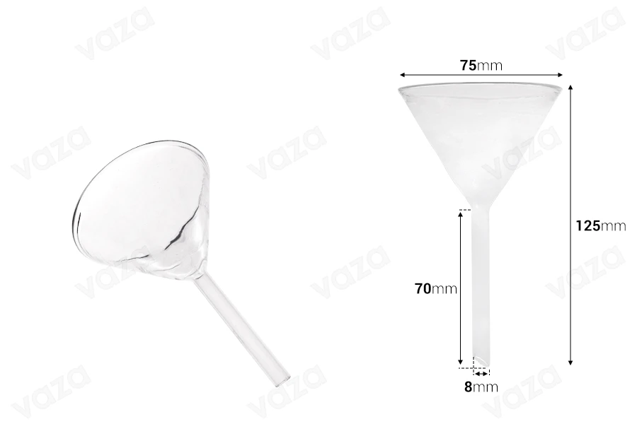 Χωνί γυάλινο - διάμετρος 75 mm (απόληξη 8 mm)-εικόνα_διαστάσεις