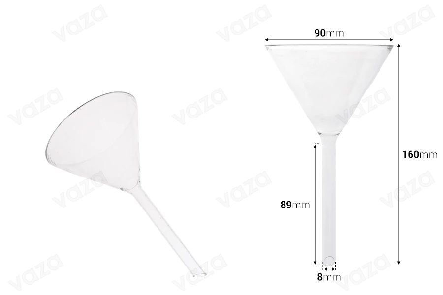 Χωνί γυάλινο - διάμετρος 90 mm ( απόληξη 8 mm)-εικόνα_διαστάσεις
