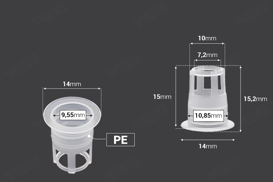 Contrôleur de débit - drain en plastique (PE) - diamètre 10,4 mm - 50 pcs-photo_dimensions
