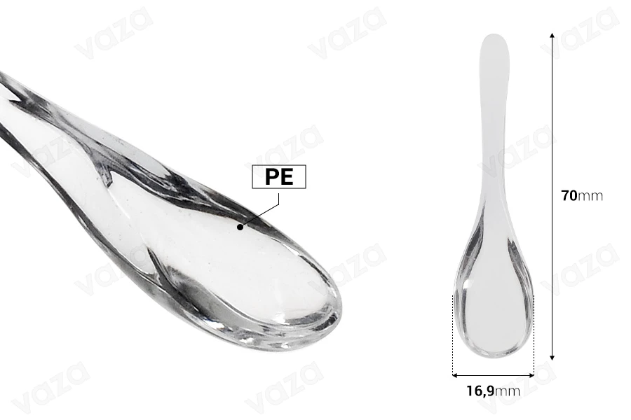 Σπάτουλα για κρέμα πλαστική (PE) διάφανη 70 mm - 12 τμχ-εικόνα_διαστάσεις