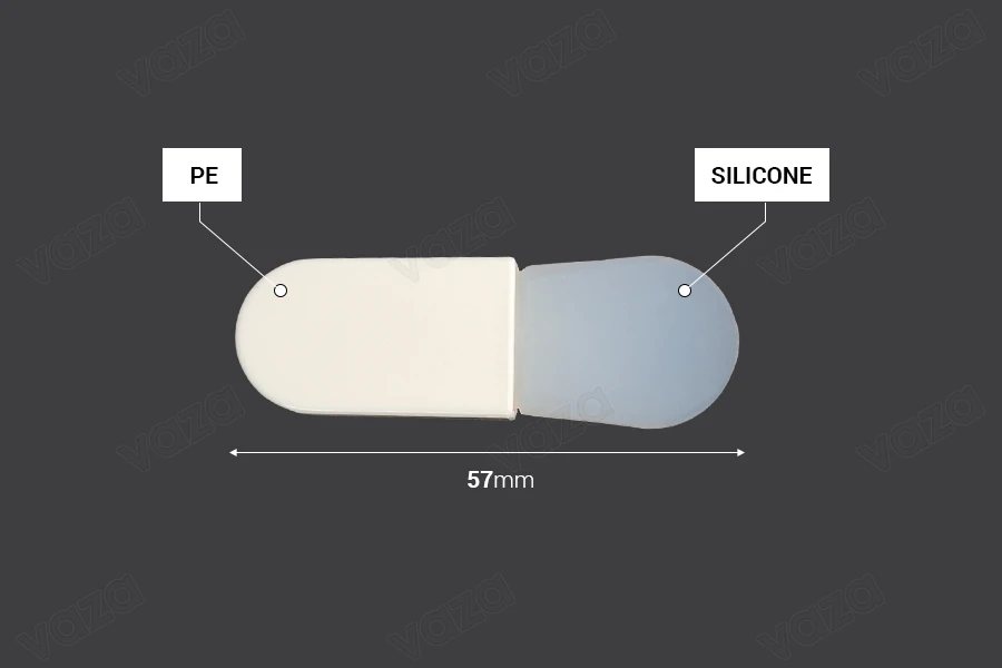 Spatule en silicone 57 mm avec manche en plastique (PE) pour crème - 12 pcs Spatule en silicone 57 mm avec manche en plastique (PE) pour crème - 12 pcs-photo_dimensions