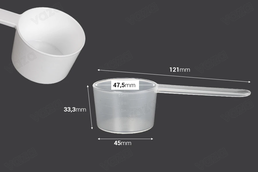 Messbecher 50ml Kunststoff (PE) mit Graduierung - 6 Stk-bildabmessungen