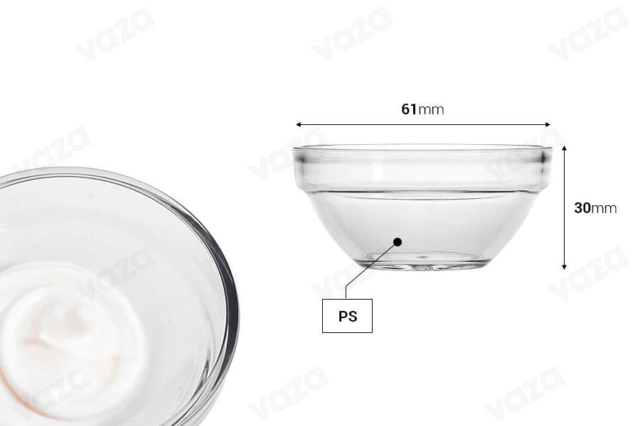 Bol transparent en plastique pour soins du visage - 12 pcs-photo_dimensions