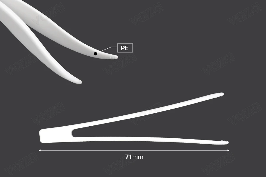Pinzetta in plastica (PE) bianca 71 mm - 24 pezzi-εικόνα_διαστάσεις
