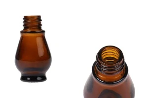 Glass Bottle for essential oils - amber - 10 ml - in a special shape with mouth PP18-1