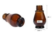 Glass Bottle for essential oils - amber - 10 ml - in a special shape with mouth PP18 Glass Bottle for essential oils - amber - 10 ml - in a special shape with mouth PP18
