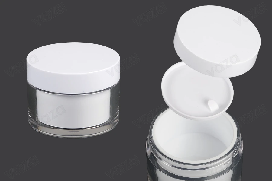 Bαζάκι δίπατο για κρέμα 30 ml με καπάκι και πλαστικό παρέμβυσμα - 6 τμχ-εικόνα_προϊοντική