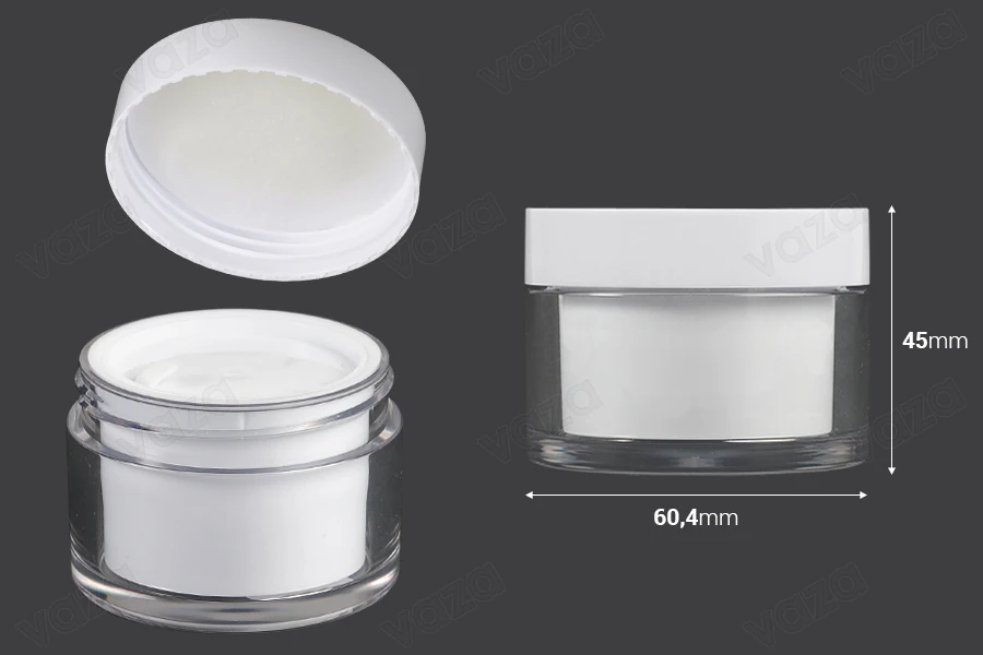 Bαζάκι δίπατο για κρέμα 30 ml με καπάκι και πλαστικό παρέμβυσμα - 6 τμχ-εικόνα_διαστάσεις