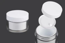 Bαζάκι δίπατο για κρέμα 50 ml με καπάκι και πλαστικό παρέμβυσμα - 6 τμχ