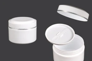 Barattolo in plastica (PP) bianca da 250 ml con tappo, cucchiaino e guarnizione di chiusura in plastica - 12 pz-1