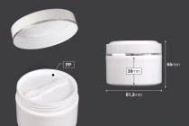 Βάζο 250 ml πλαστικό (PP) σε λευκό χρώμα με καπάκι, σπάτουλα και πλαστικό παρέμβυσμα - 12 τμχ Βάζο 250 ml πλαστικό (PP) σε λευκό χρώμα με καπάκι, σπάτουλα και πλαστικό παρέμβυσμα - 12 τμχ